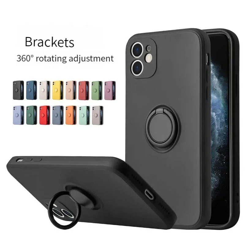 

Solid Color Liquid Silicone Phone Case For iPhone14 13 12 11 Pro Max XR X Xs Max 8 7 Plus SE2 Magnetic Slim Soft Ring Back Cover