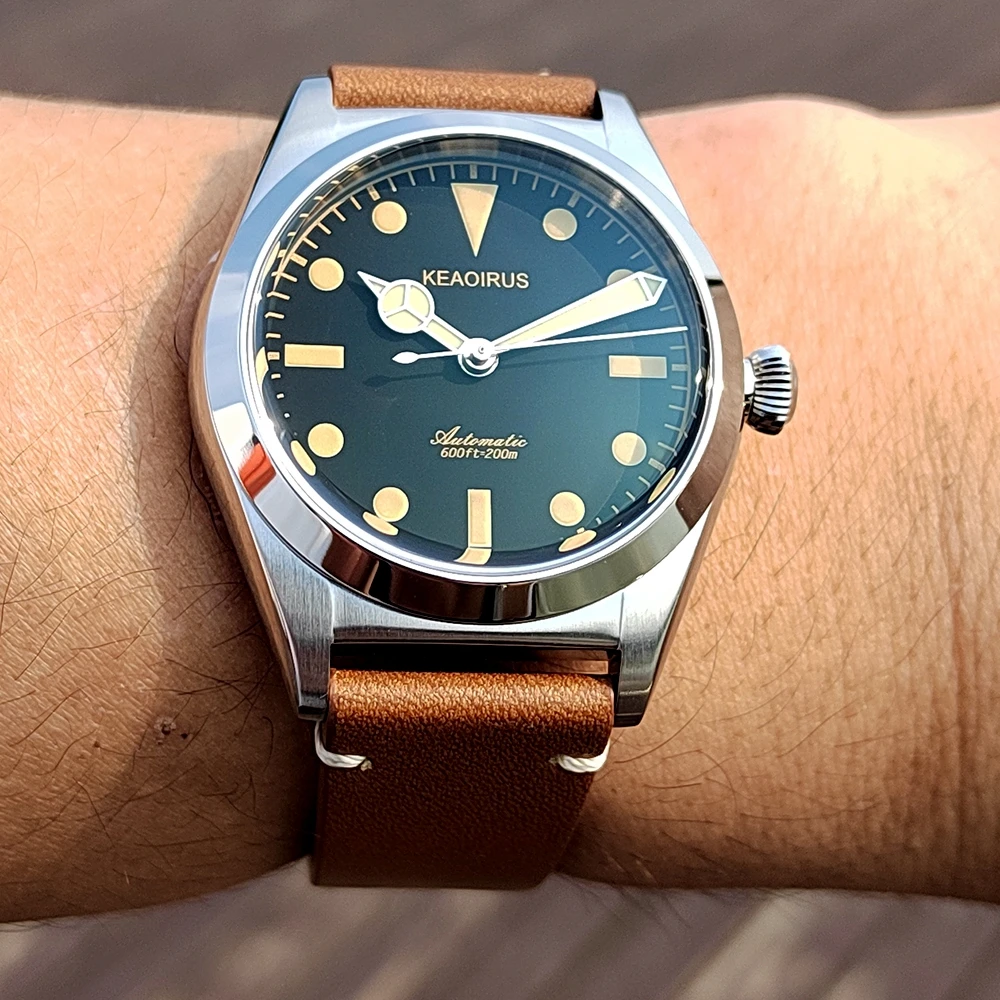 

KEAOIRUS Bubbleback Watch 36mm NH38 Vintage Men Automatic Mechanical Wristwatches Sports Watches Homage Luminous 200M Waterproof