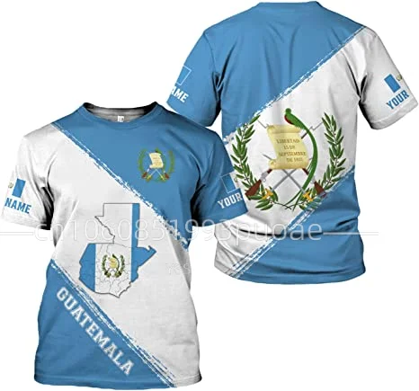 

Футболка с национальным флагом Гватемалы, уличная футболка с 3d принтом в стиле Харадзюку, футболка оверсайз с круглым вырезом и индивидуальным названием, мужской и женский топ