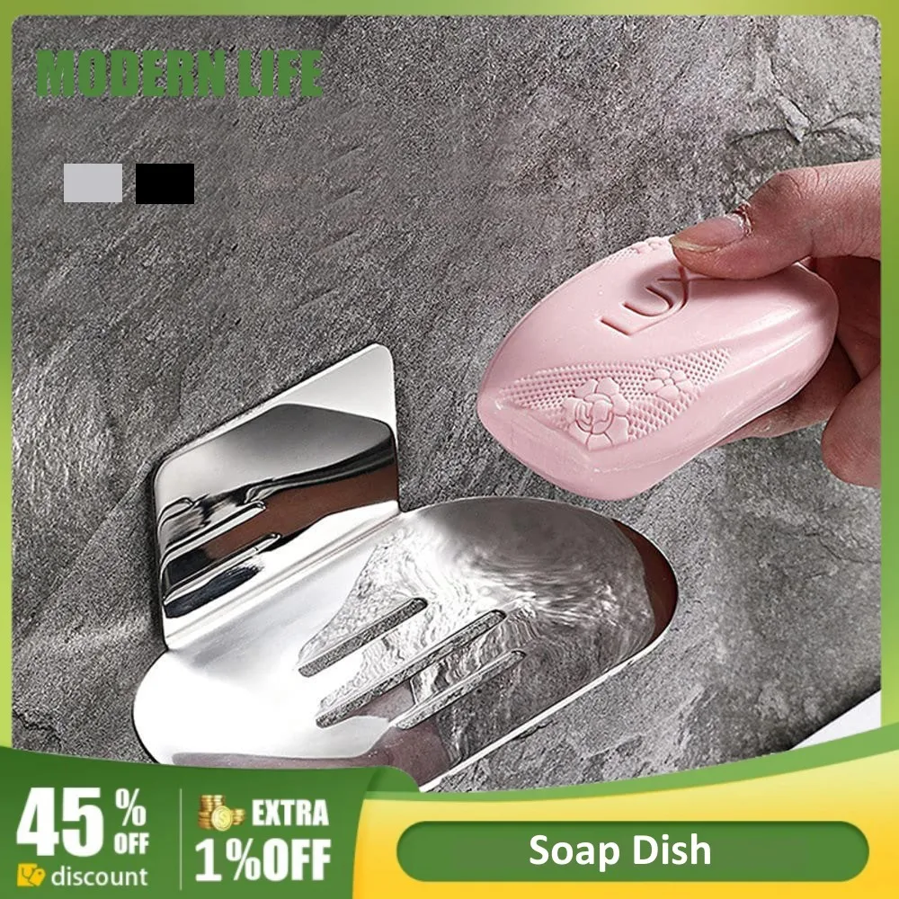 

Stainless Steel Soap Dish Soap Rack Wall Mounted Soap Holder Stainless Steel Soap Sponge Dish Bathroom Accessories Self Adhesive