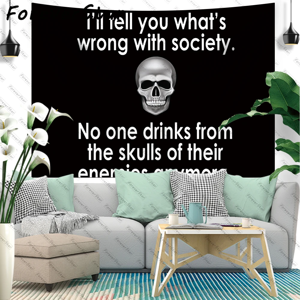 

ForeverStar Wrong Society | Drink From The Skull Of Your Enemies Funny Tapestry Wall Bedroom Art Hanging Tapestries Home Decor