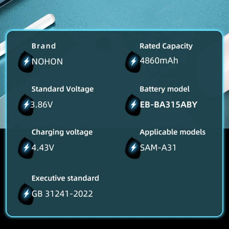 Аккумуляторная батарея NOHON для Samsung Galaxy A31 (5000) A22 4G A32