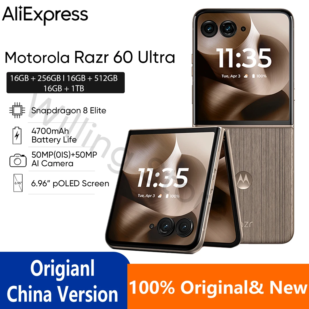 Фото Оригинальный смартфон Motorola Razr 60 Ultra Snapdragon 8 ELite, 4700 мАч, аккумулятор 68 Вт, суперзарядка, поддержка Google Play NFC №1