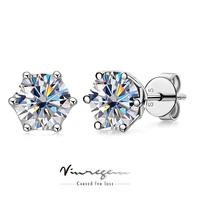 vinregem 925 sterling silver 18k white gold moissanite 100 pass test diamond stud earrings jewelry for women gift drop shipping