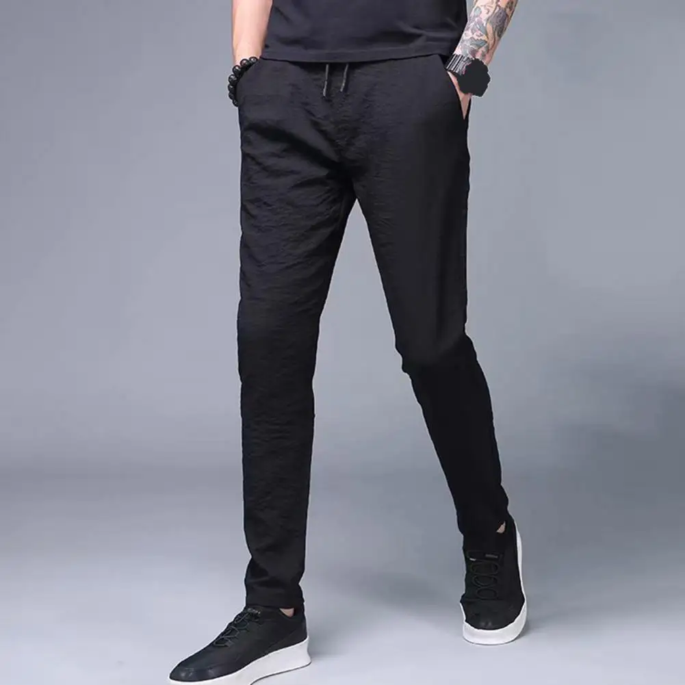 

Trendy Casual Pants Fast Drying Pleated Smooth Summer Outdoor Ice Silk Jogging Pants Sport Pants Sweat Absorbing