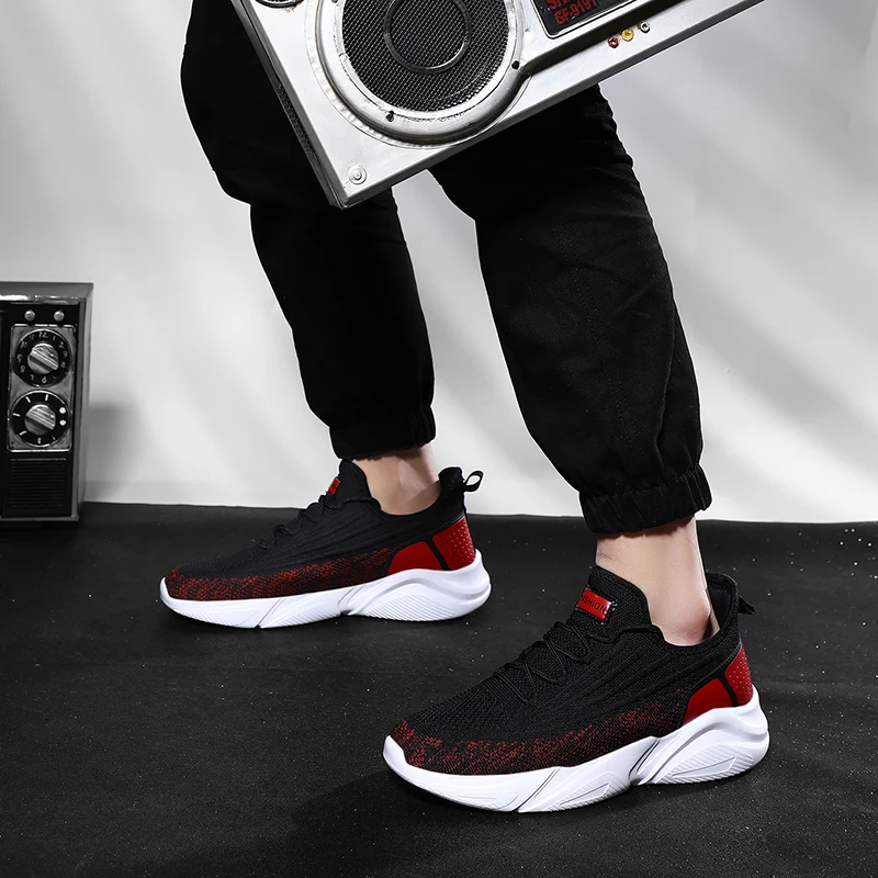 Sports Shoes Men's Breathable Casual Mesh Shoes Comfort Increase Lace-up Non-slip Low-top Running Shoes Zapatos Deportivos