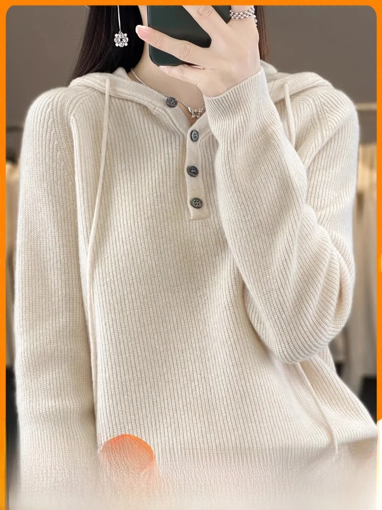 Knitting Sweatshirt Women's Spring & Fall 2025 New Arrival Best Selling Hooded Bottoming Shirt Short Western Sle L... |