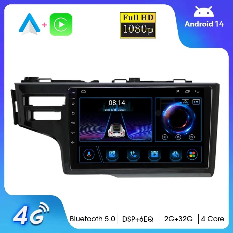 Автомобильный радиоприемник Android 14 0 для Honda Jazz 3 2015 - 2020 Fit GP GK 2013 4G + WIFI Carplay