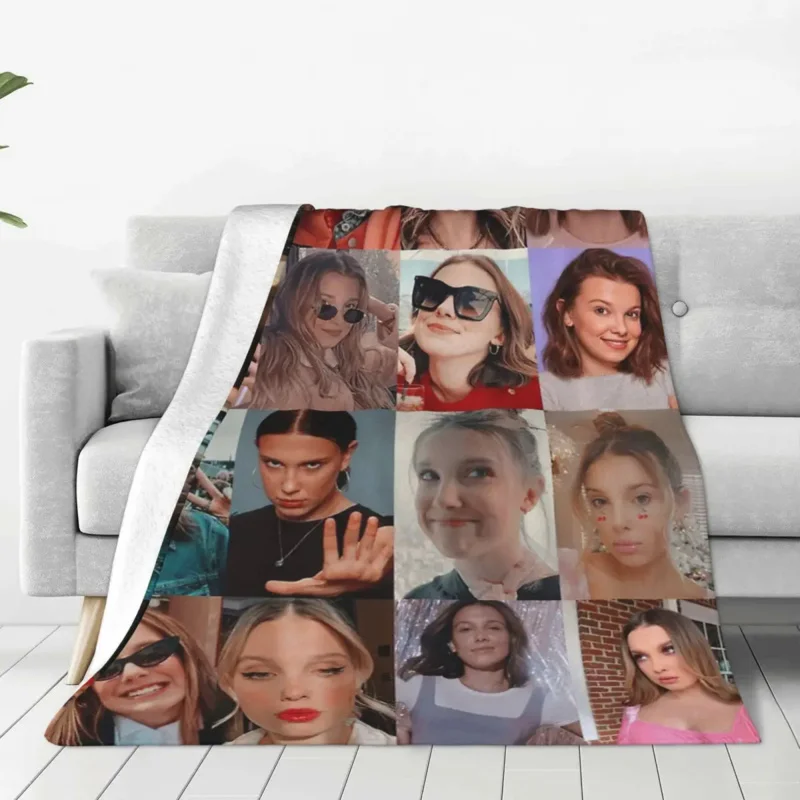 

Millie Bobby Brown Actor Fuzzy Blanket Star Movie Awesome Throw Blankets for Home Quilt