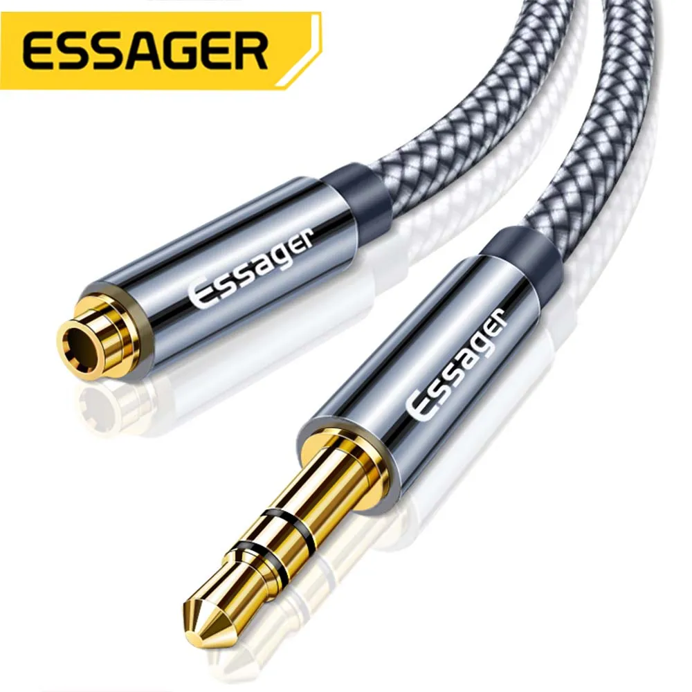 Essager Aux Cable Jack 3.5 mm Audio Extension Cable for Headphone 3.5 Jack Splitter Speaker Cable For Headphone Extender Cord