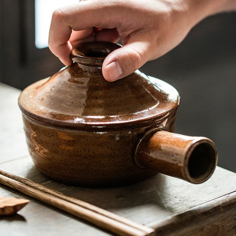 

Casserole stew pot coarse pottery microwave small pot household claypot rice porridge high temperature soup pot with lid
