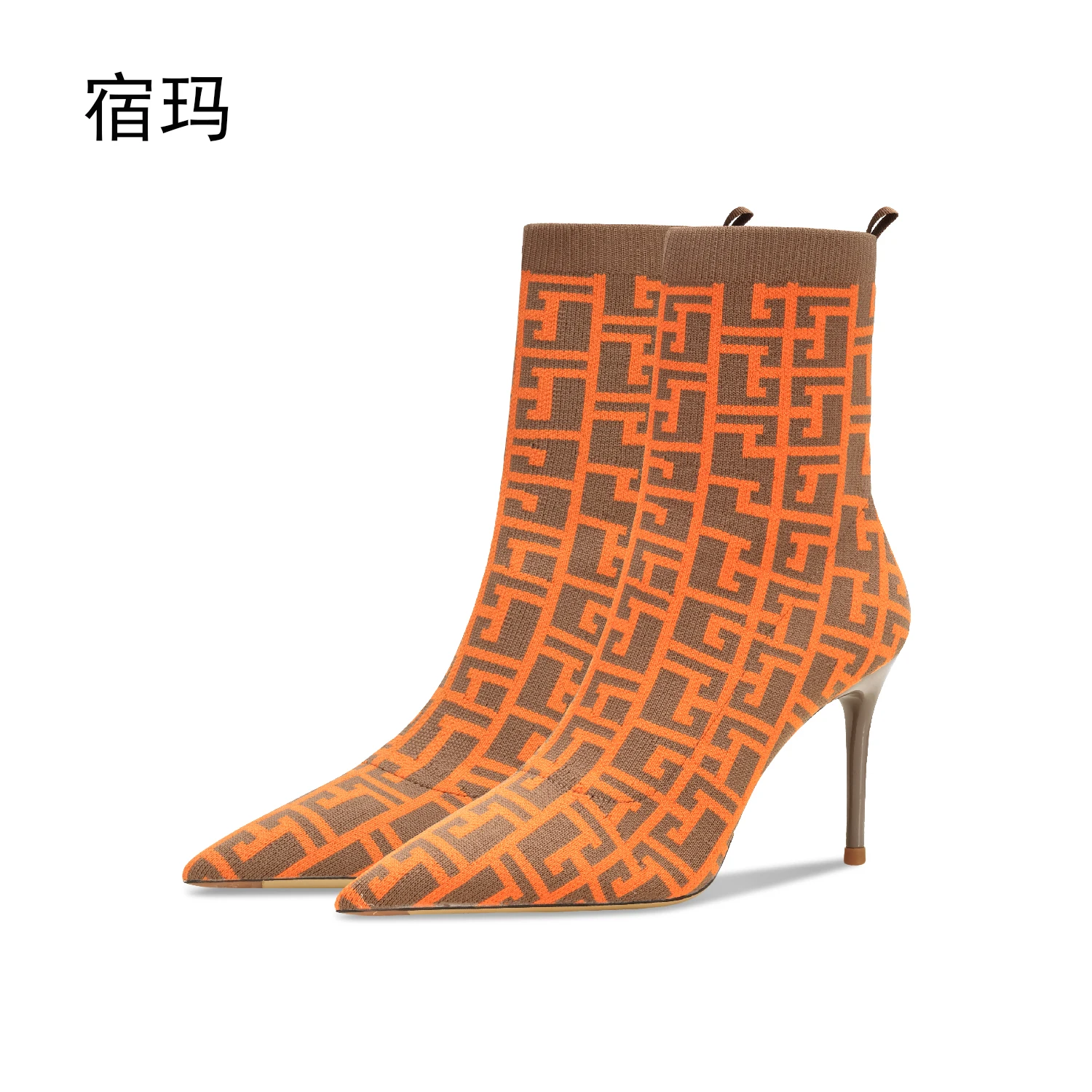 2022 New Black Heels Socks Boots Women Stretch Fabric Elastic Stilettos Heel Pointed Toe Fashion Ankle Boots Shoes Woman Boats