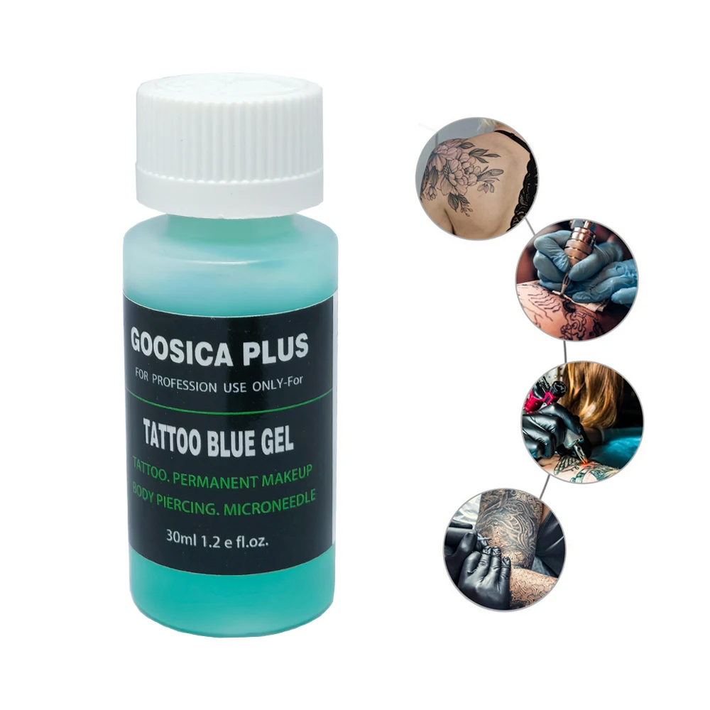 Фото Новый гель Goosica Plus Tattoo Blue для перманентного макияжа, татуажа бровей, микроблейдинга, пирсинга, вспомогательный вторичный гель, 30 мл №2