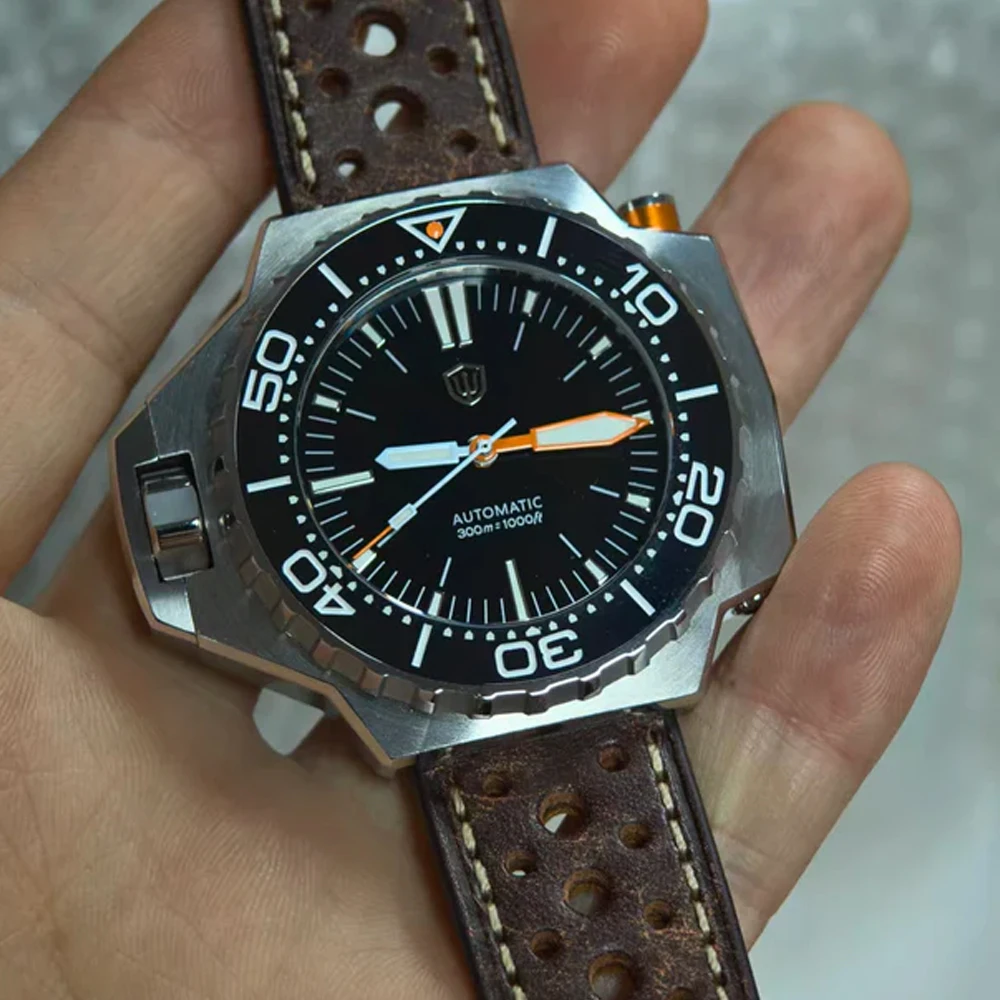 Фото Автоматические часы для дайвинга Watchdives WD1968 PT5004/PT5000 из нержавеющей стали 316L с сапфировым стеклом, светящимся керамическим безелем, винтажные часы №3