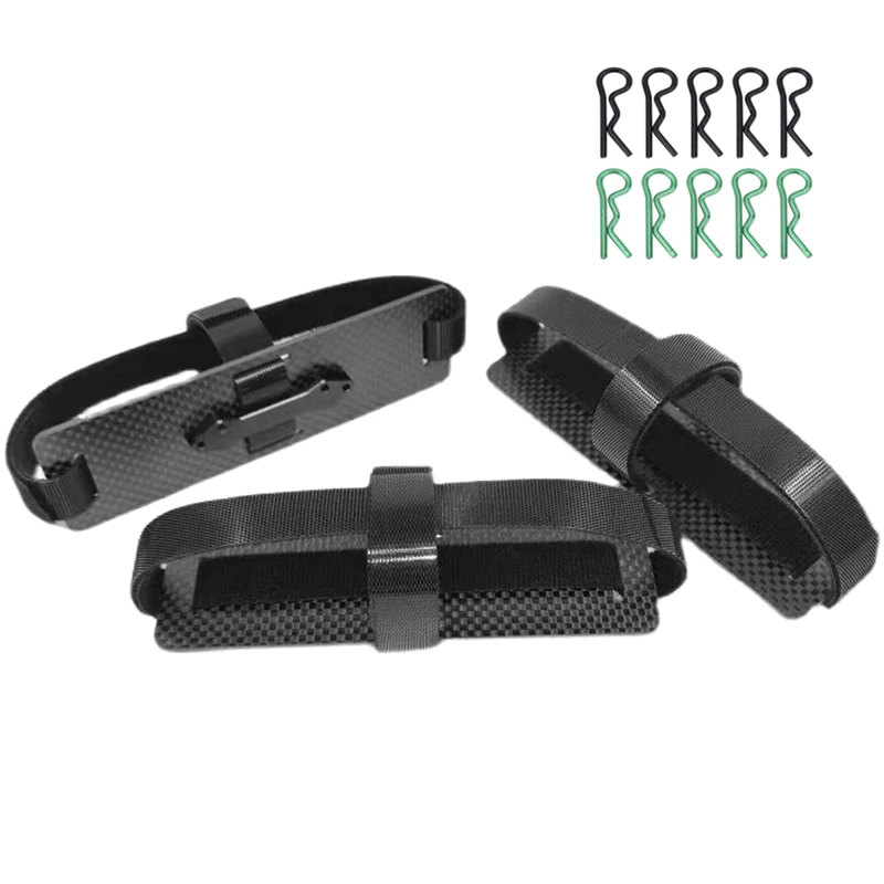 

3Pcs Carbon Fiber Battery Tray Strap Kit With R Type Body Clips For Axial SCX6 AXI05000 1/6 RC Crawler Car Parts