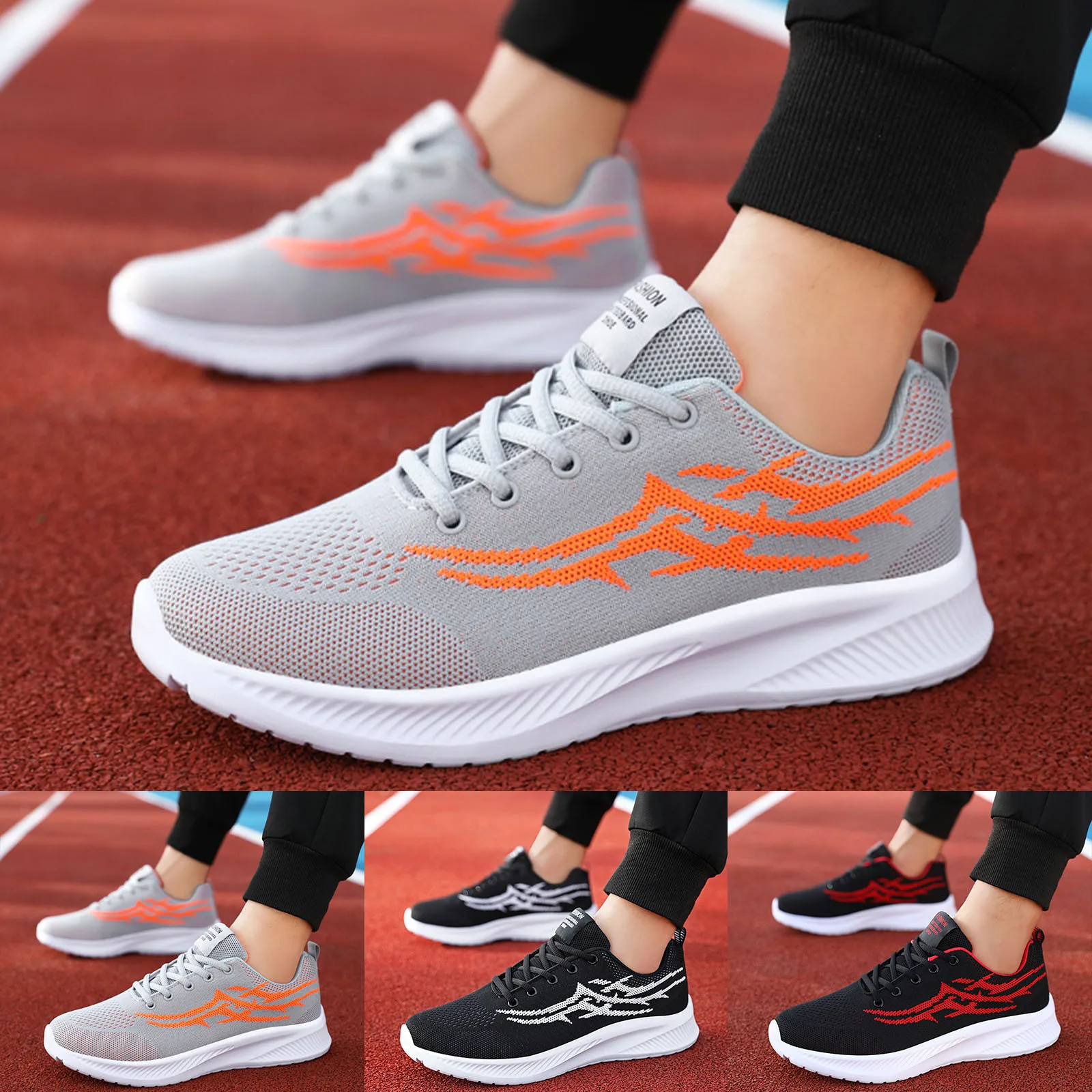 

Men Sports Shoes Summer New Pattern Color Blocking Fashion Mesh Breathable Flat Bottom Comfortable Sneaker Boxes for Men Size 12