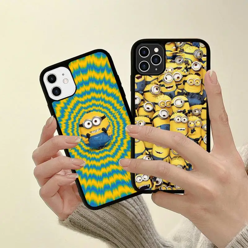 

Minions Phone Case Silicone PC+TPU Case for iPhone 11 12 13 Pro Max 8 7 6 Plus X SE XR Hard Fundas