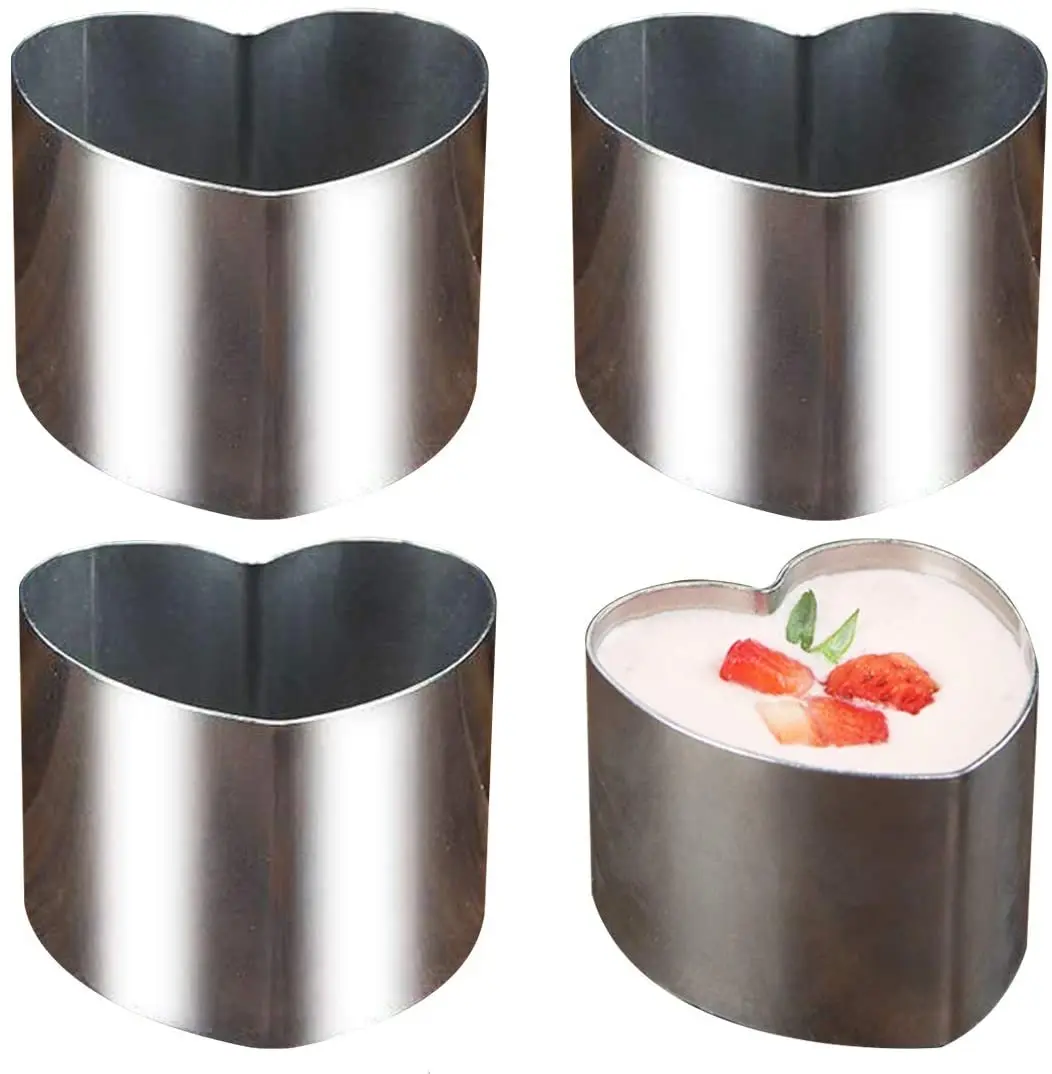 

Кольца в форме сердца для торта, кольцо для мини-торта, кондитерского изделия, кольцо для еды из нержавеющей стали 304, кольца для десертов, на...