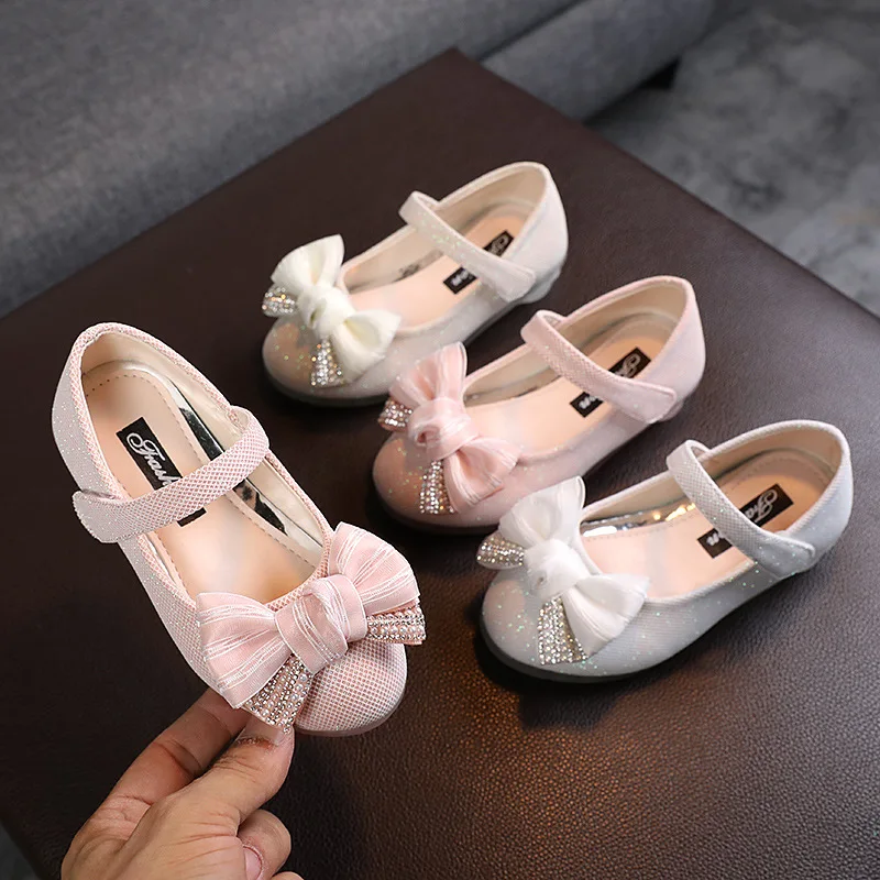 

Kids Fashion Pearl Bow Knot PU Leather Princess Shoes for Girls Wedding Butterfly Baby Shoes 1-6Y Little Girl mary janes G08156
