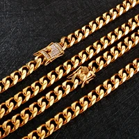 stainless steel round cuban miami chain necklace big heavy gold chain men hip hop rapper jewelry