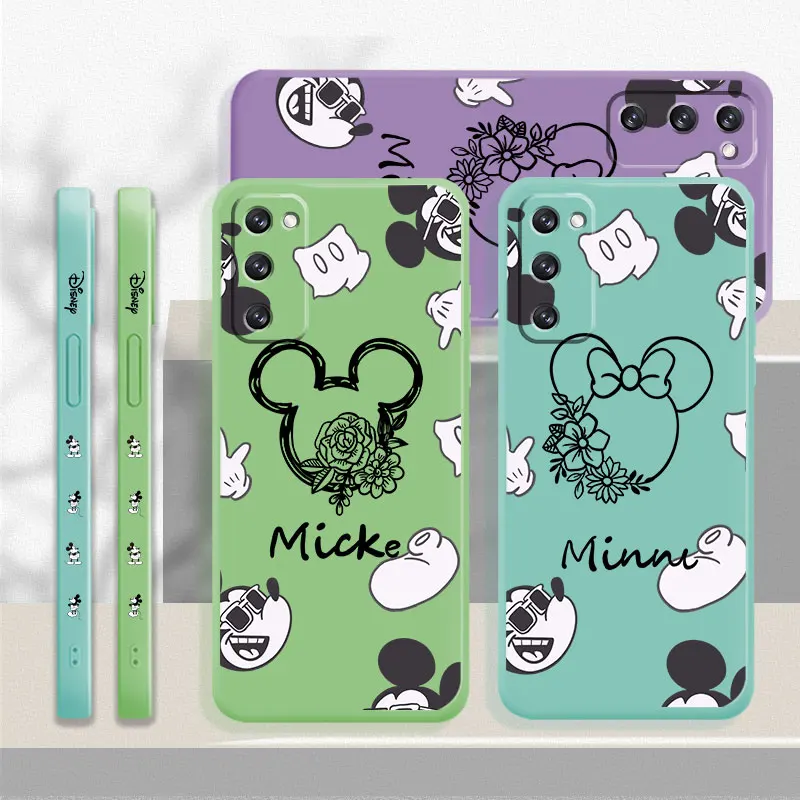 

Для Samsung Galaxy S10 S10e S20 FE 10 Lite S22 Ultra 5G Note 20 S21 Plus квадратный жидкий мягкий чехол с Микки Минни Маус