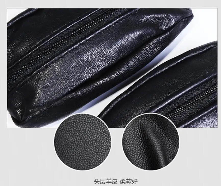 S/l Soft Genuine Leather Pouch Coin Keys Money Holder 2 Way Zips Purse Wallet Fashion Storage Zipper Small Key Bag