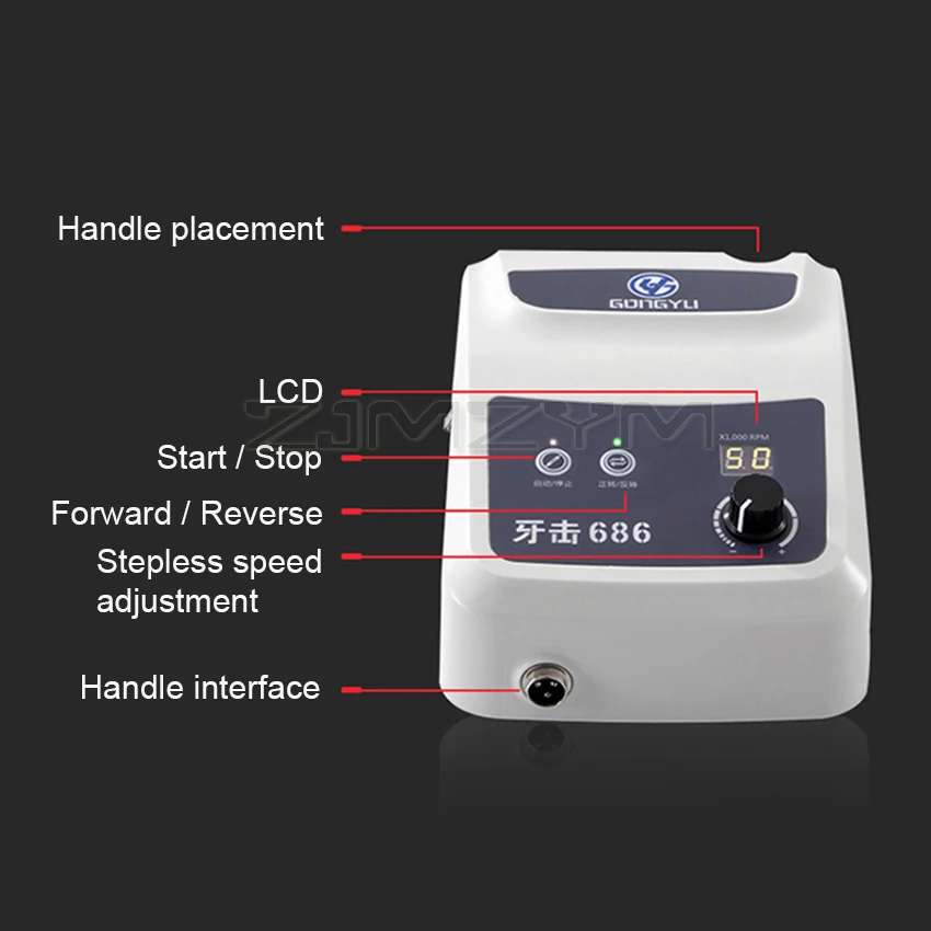 50 000RPM High Quality Micromotor Equipamento by Foot Pedal Non-Carbon Brushless Dentista Tooth Jewelry Polishing Lab Drill