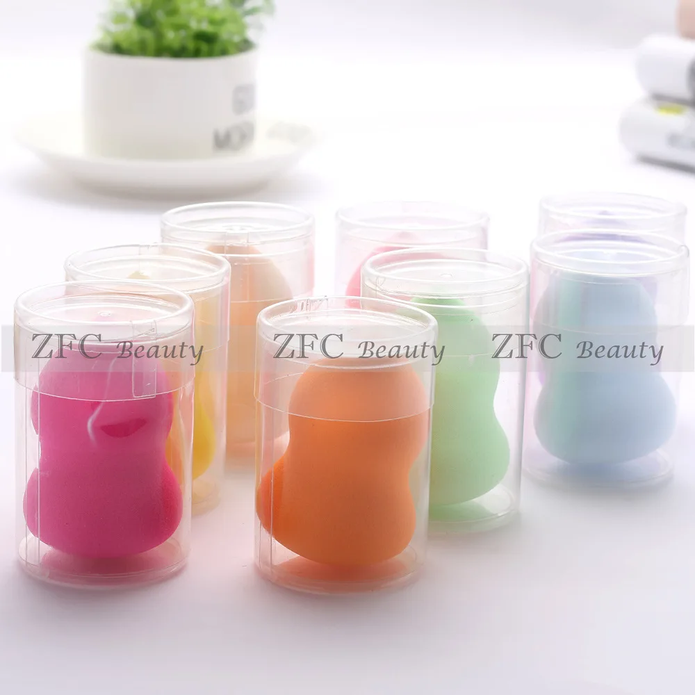 50pcs Custom LOGO Makeup Sponge with Round Clear Box 40*60mm Beauti Blender Cosmetic Puff Make Up Blender Tools Soft Wholesale
