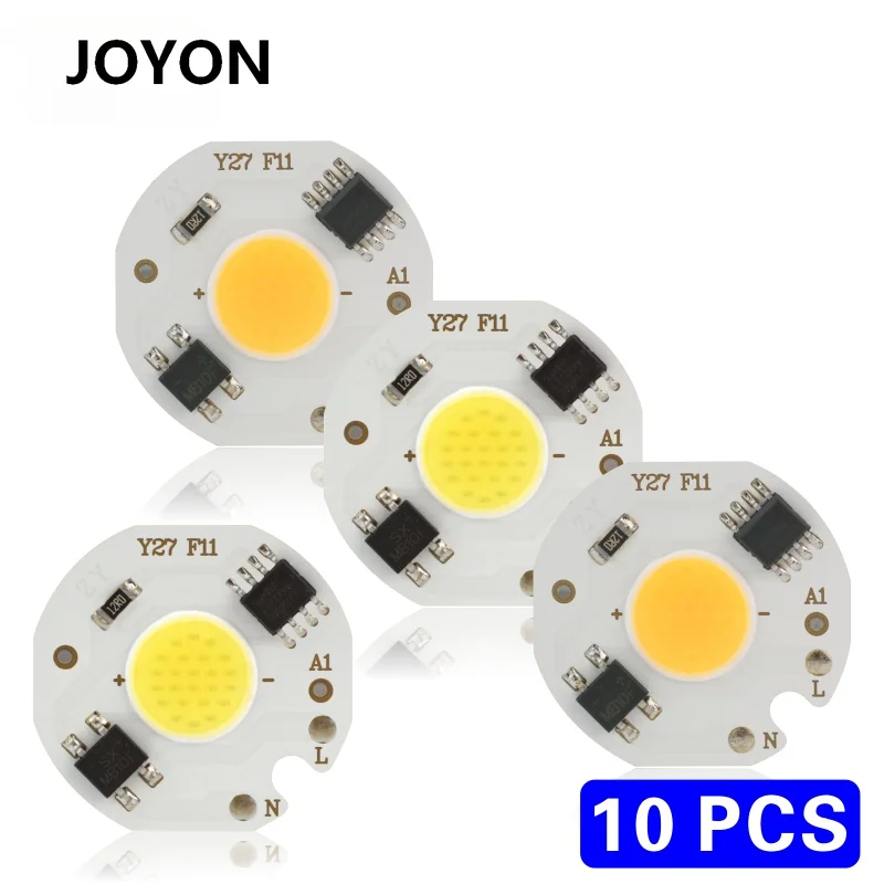 

10pcs/lot 3W 5W 7W 9W LED COB Chip 220V Smart IC No Need Driver LED Bulb Lamp for Flood Light Spotlight Downlight DIY Lamps