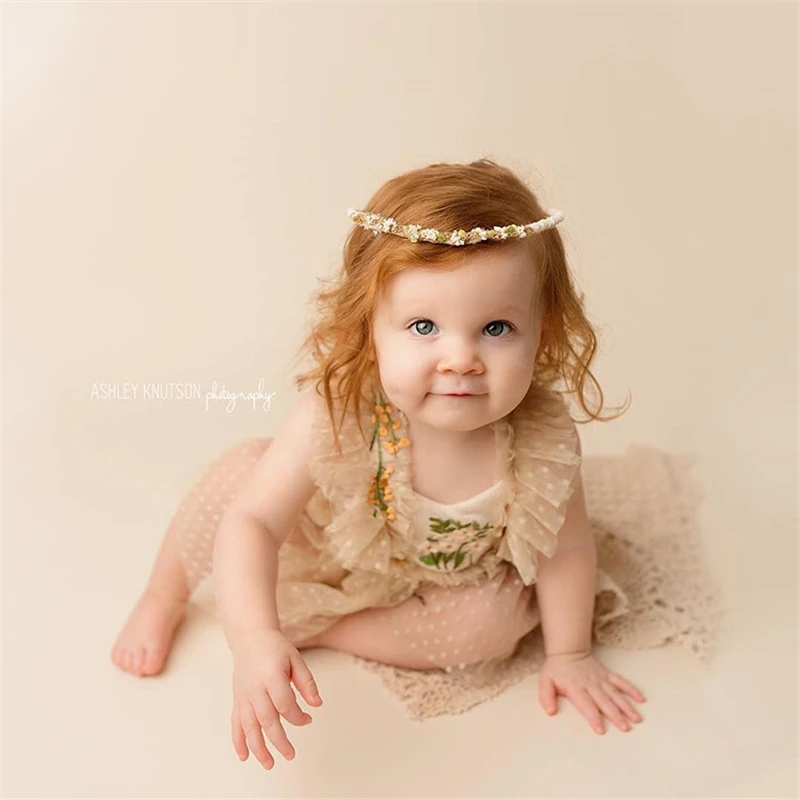 Dvotinst Newborn Baby Girls Photography Props Floral Outfit Dress Shorts Headband Set Fotografia Studio Shooting Photo Props enlarge