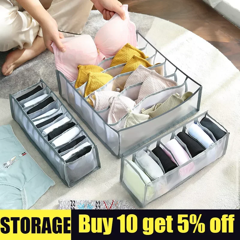 

Underwear bra Organizers Separated Socks Shorts Storage Drawer Dividers Boxes Foldable Dormitory Wardrobe Closet Organizer