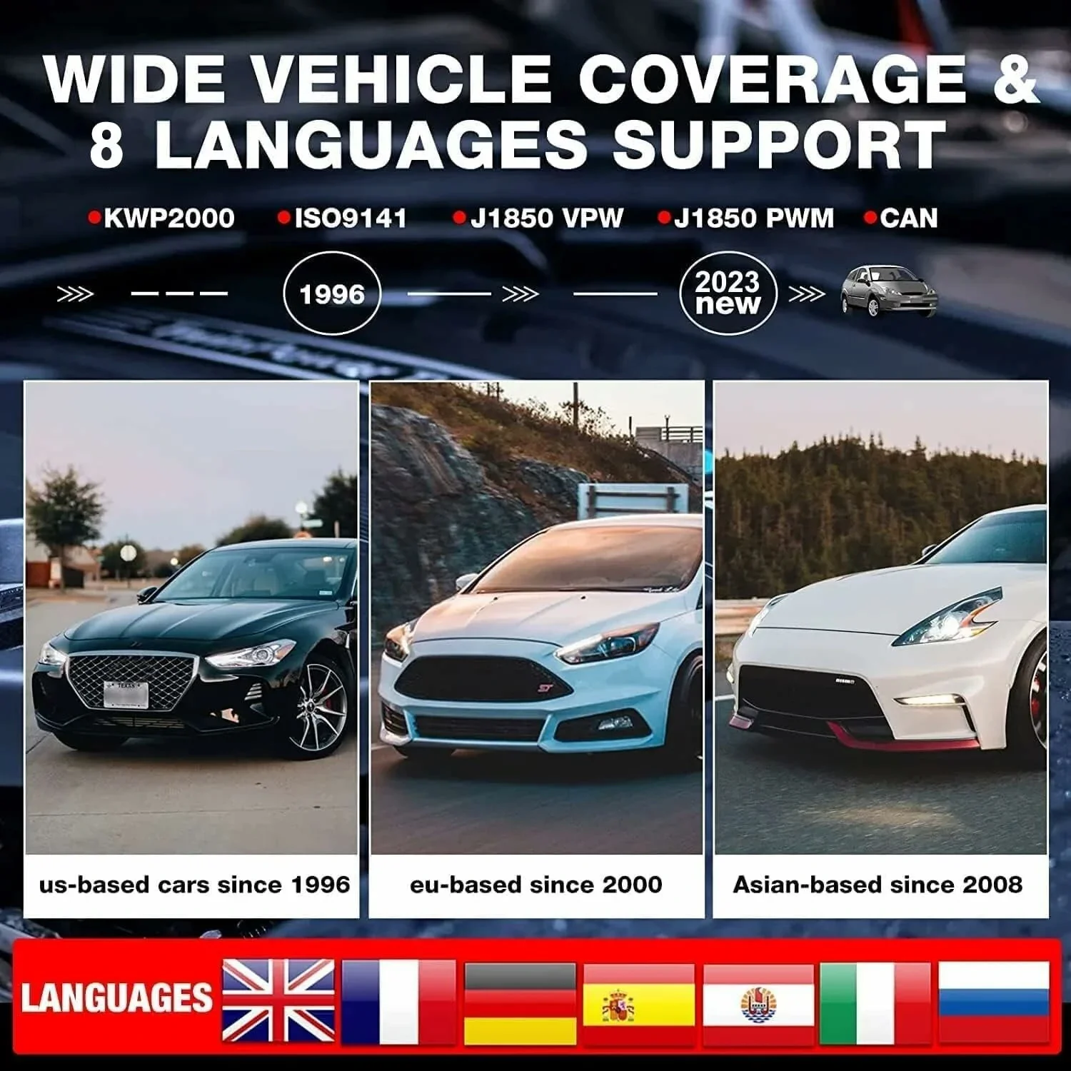 Фото Автосканер LAUNCH CR3001 OBD2, полный диагностический сканер для автомобилей, многоязычный, бесплатное обновление 2024 года. №3