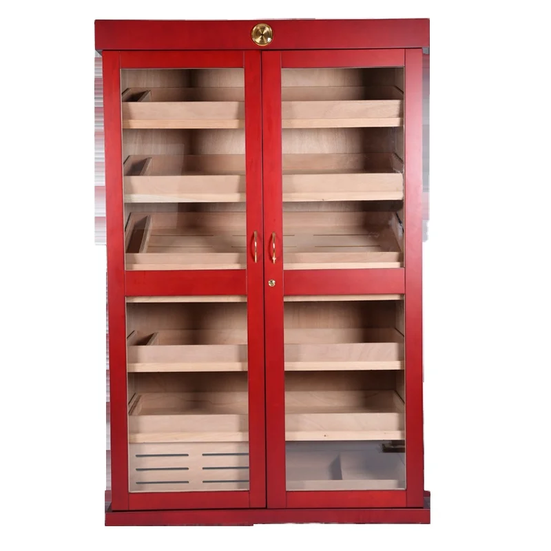 

2 Doors Large Commercial Wooden Display Cigar Cabinet Humidor