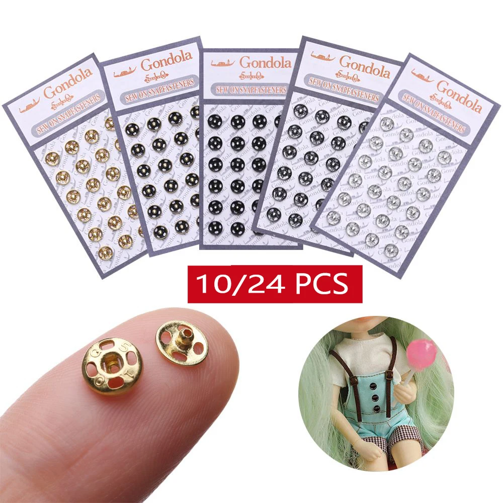 

10/24Pcs Mini Button Buckle for 1/6 Doll DIY Doll Clothes Metal Buckle Invisible Snap Handmade Doll Clothing Sewing Accessories
