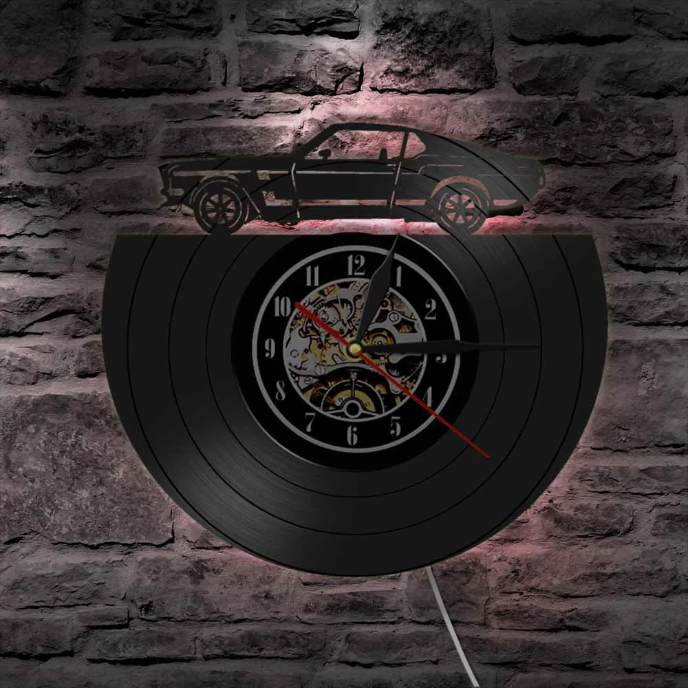 

Classic Super Racing Car Wall Art Clock Automobile Vinyl LP Record Wall Clock For Pub Bar Club Living Room Home Decor Gift