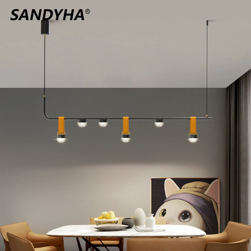 

Modern Lustres De Plafond Nordic Minimalist Strip Chandelier Lampara Colgante Techo Led Lamp for Dining Room Home Decor Light