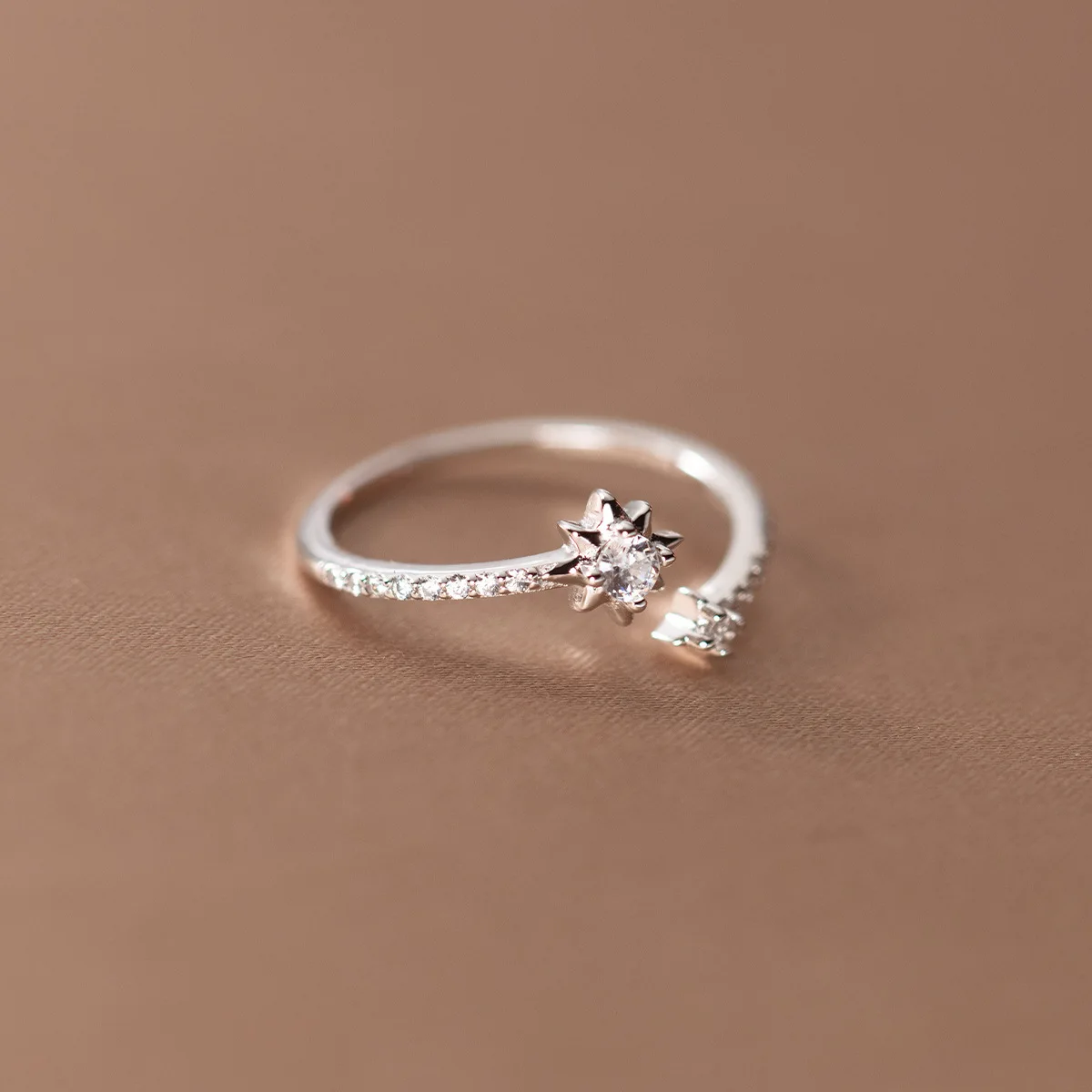 Регулируемые кольца из стерлингового серебра 925 пробы с цирконием и звездами для