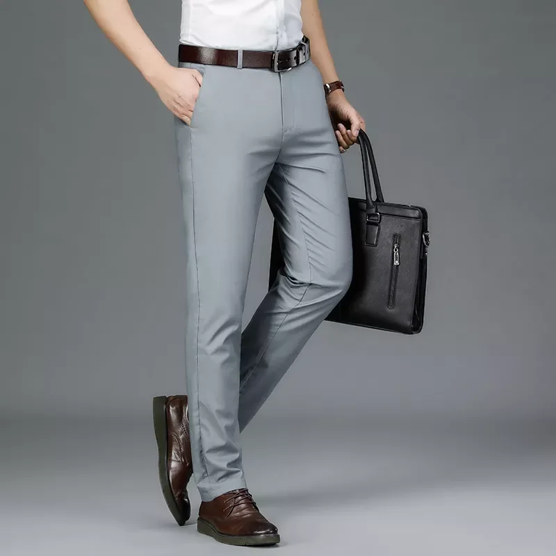 

NEW IN Summer Men's Thin Regular Fit Casual Pants Business Fashion Modal Lyocell Fabric Comfortable Straight Trousers Male B