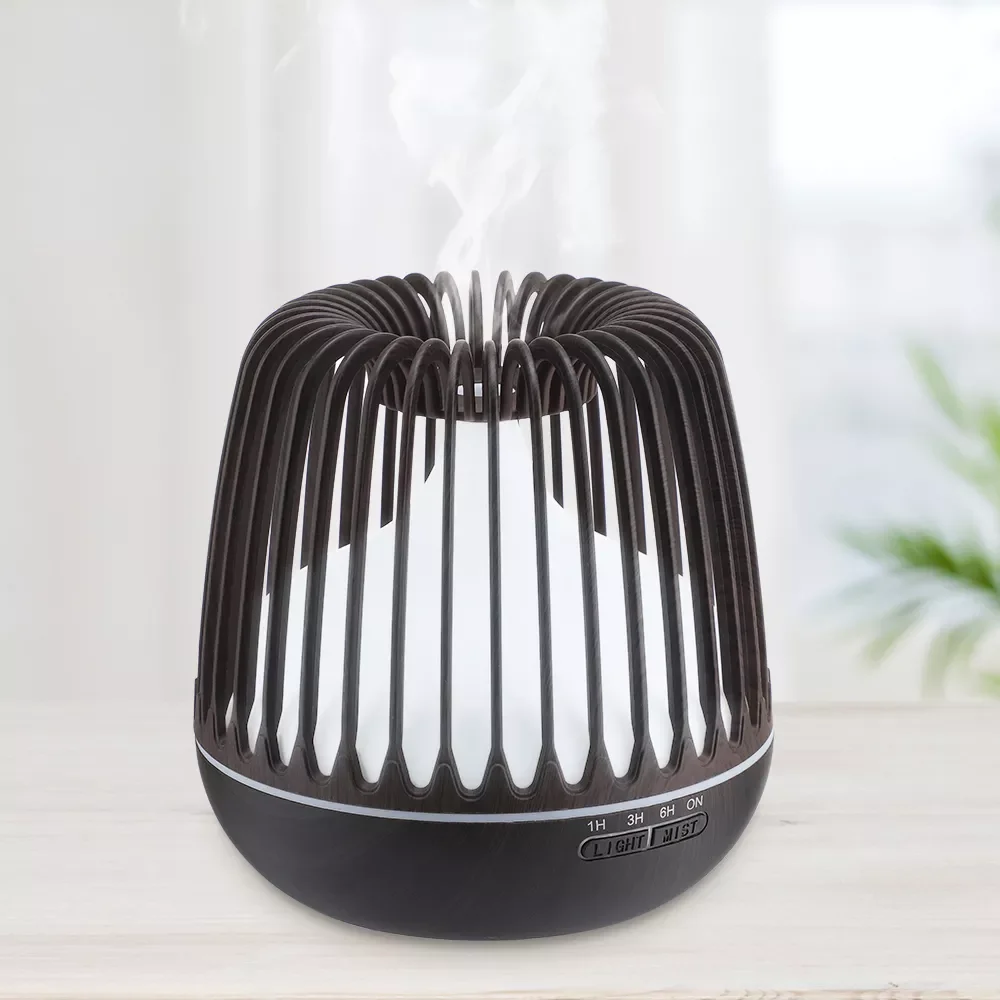

NEW2023 Birdcage Wood Grain Aromatherapy Machine Ultrasonic Appliances Hollow Aromatherapy Humidifier Colorful Lamp Household