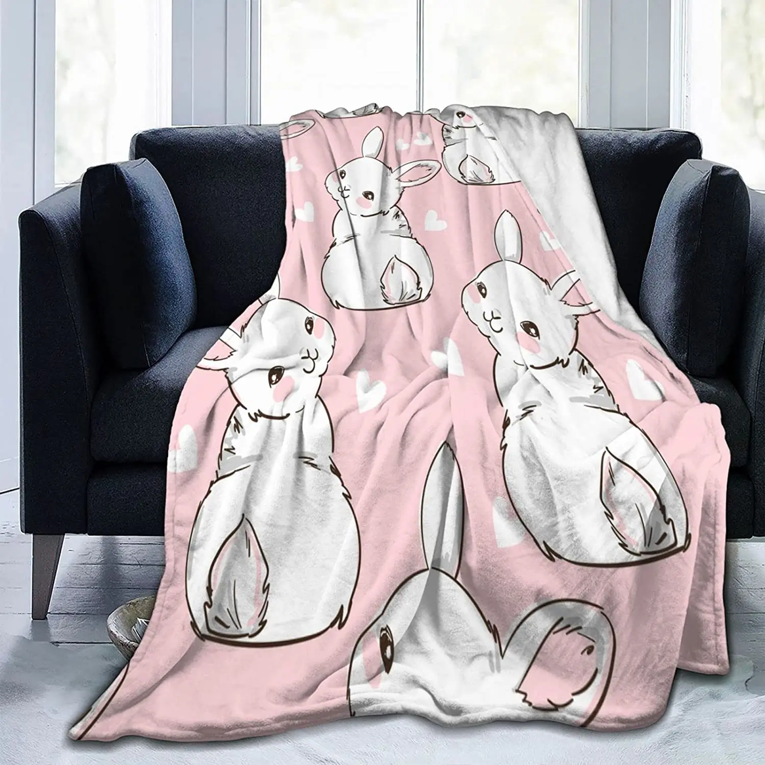 

Bunny Blankets, Lightweight Soft Cozy, Durable Plush Quilt for Home Chair Couch Decor, Fleece Sofa Throw Blanket Flannel Blanket