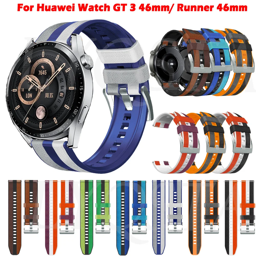 

Ремешок силиконовый для смарт-часов Huawei Watch GT3 GT2 GT 2 3 46 мм, кожаный браслет для часов 3 Pro 3Pro Magic Watch 2 46 мм, 22 мм