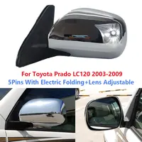 For Toyota Land Cruiser Prado LC120 2003-2009 Chrome Outside Wing Door Side Rearview Mirror Assy 5Pins With Electric Folding