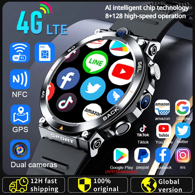 Мужские умные часы 4G LTE 1,39", 16 ГБ | AliExpress