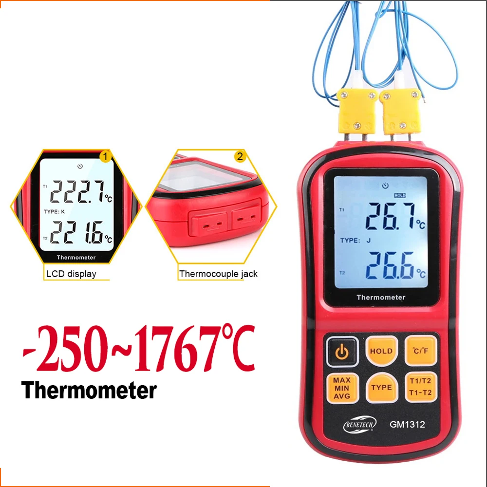 

BENETECH Professional Temperature Meter Digital Measure Tool Handheld Temperature Tester Meter Thermometers Controller Sensor