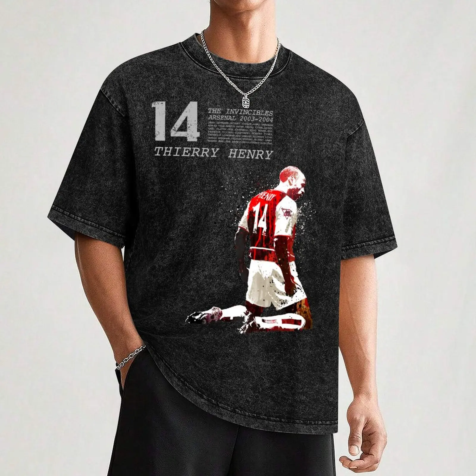 Мужская футболка Thierry Henry серый хлопок