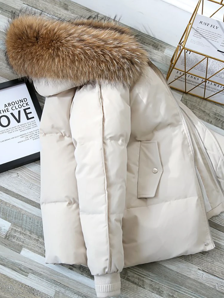2023 New Warm Thicken Loose Down Jacket Women Winter Short Jacket Hooded Fur Collar Cotton Coat Korean Female Parkas Basic Coat