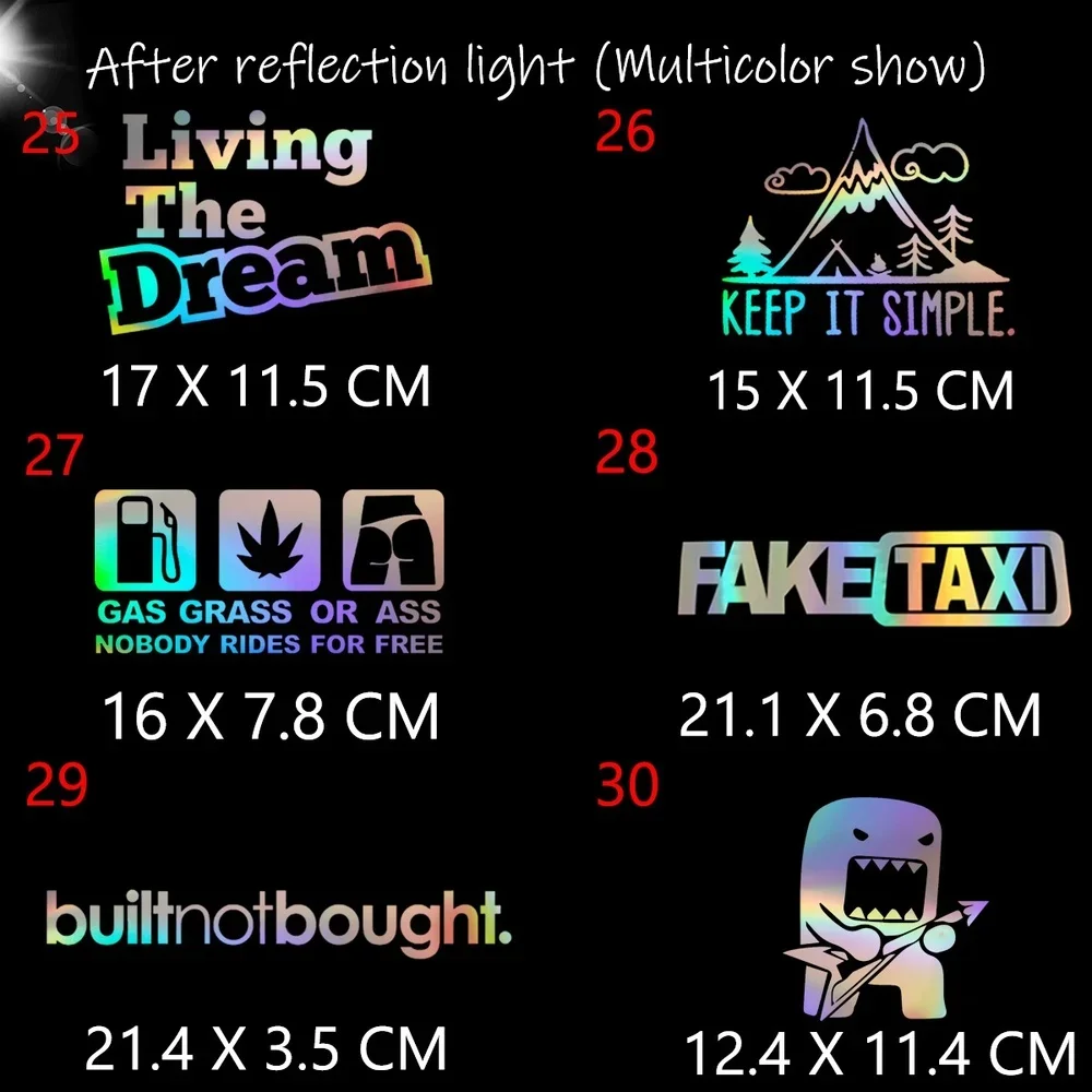 Лазерные светоотражающие наклейки JDM забавные аксессуары для автомобильного