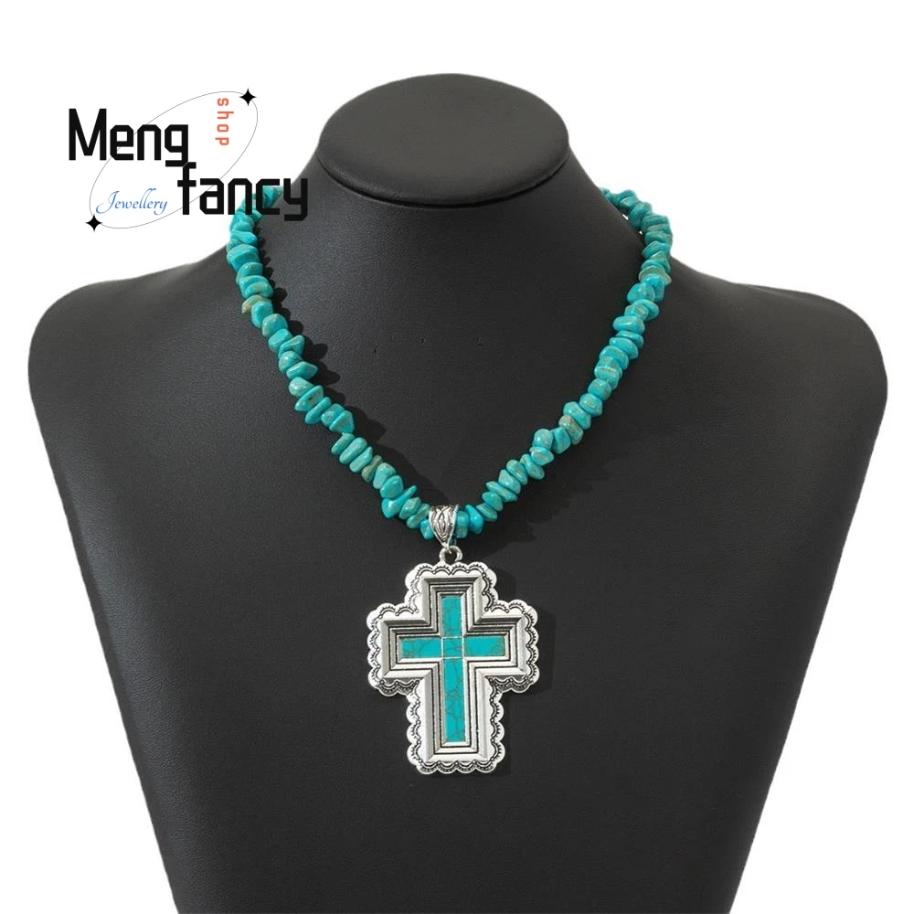 Лидер продаж винтажная цепочка из мятого камня в богемном стиле натурального