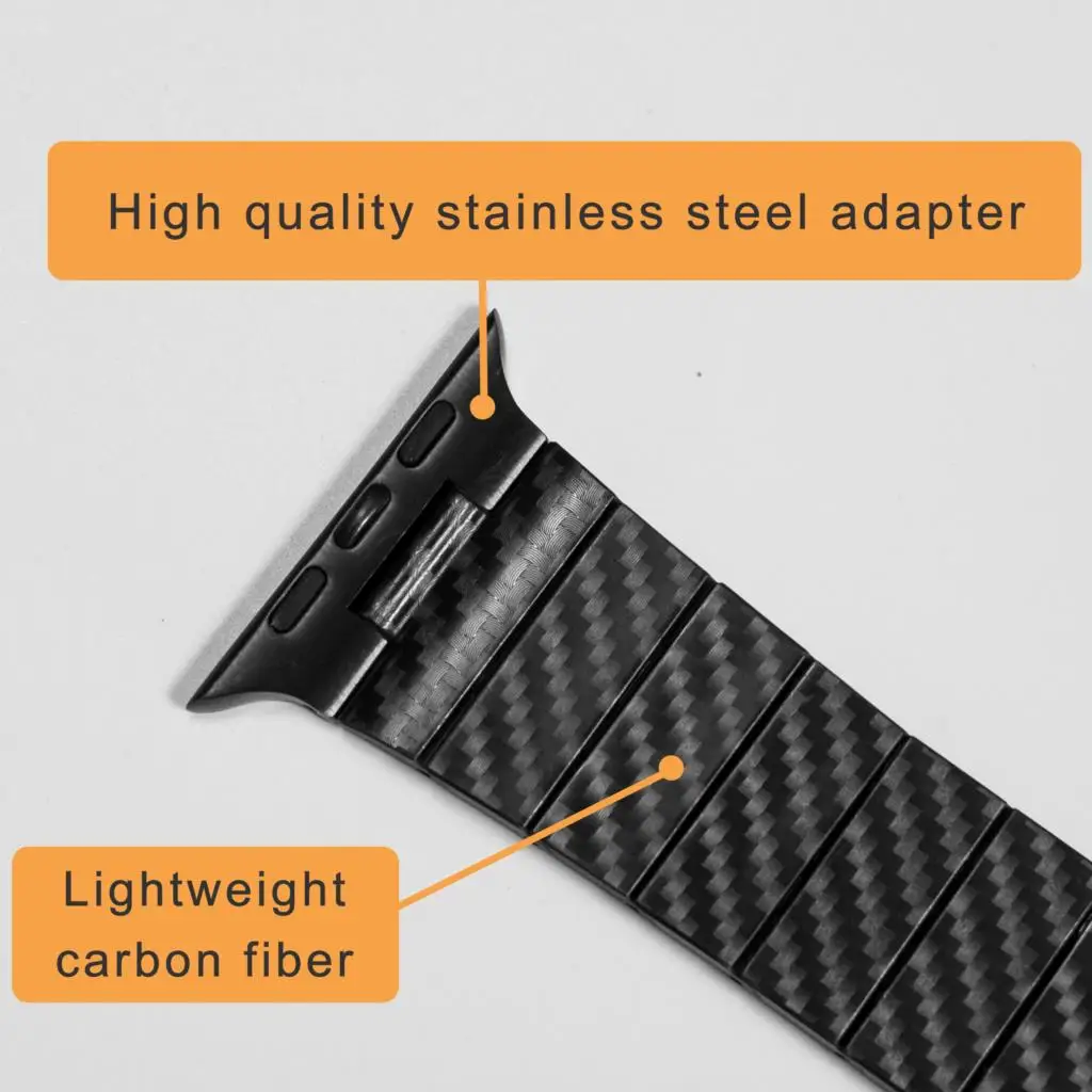 Carbon Fiber Strap For Apple Watch Band 45mm 44mm 42mm 41mm 40mm 38mm Lightweight Link Bracelet belt iWatch Series 3 4 5 6 SE 7
