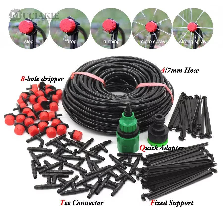 

NEW2023 MUCIAKIE 50M-5M DIY Drip Irrigation System Automatic Watering Garden Hose Micro Drip Watering Kits with Adjustable Dripp